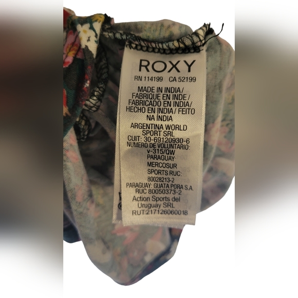 Roxy Teal Green floral Lace Up Back Sundress S - Picture 7 of 9